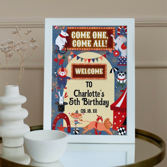 Colorful Carnival Circus Birthday Party Welcome Poster (Creator Uploaded)