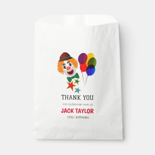 Colorful Carnival Circus Clown First Birthday  Favor Bag