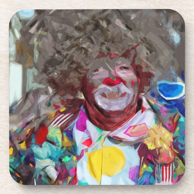 Colorful Carnival Clown Abstract Impressionism Coaster (Front)