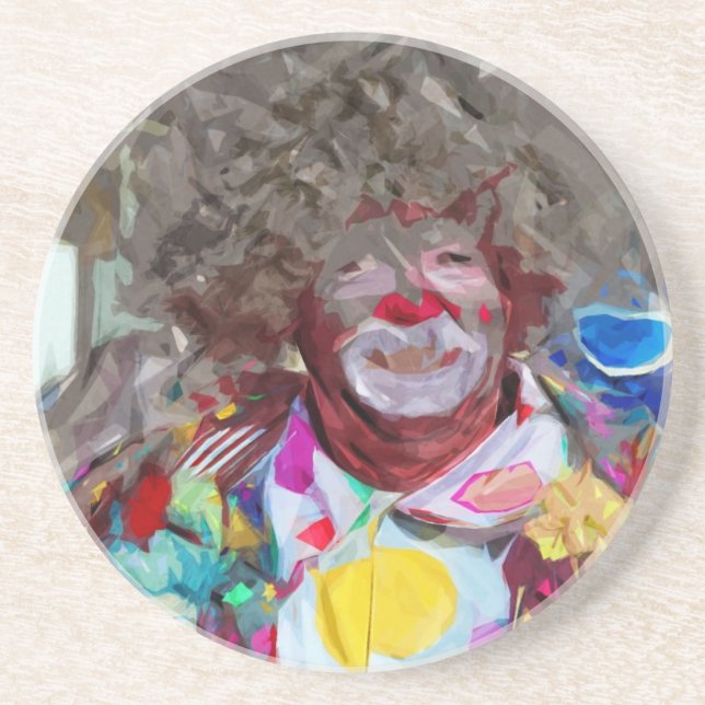 Colorful Carnival Clown Abstract Impressionism Drink Coaster (Front)