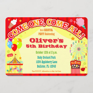 Colorful Carnival - Custom Birthday Invitations