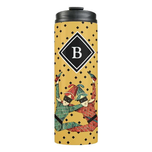 Colorful Carnival Festival Monogrammed Initials Thermal Tumbler (Front)