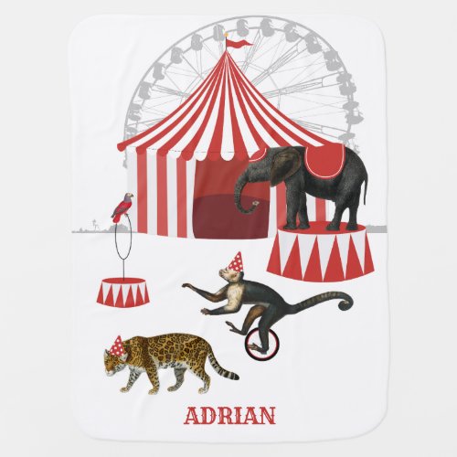 Colorful Carnival Festival Theme Animals Big Top Baby Blanket
