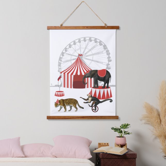 Colorful Carnival Festival Theme Animals Big Top Hanging Tapestry (Bedroom)