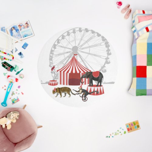 Colorful Carnival Festival Theme Animals Big Top Outdoor Rug