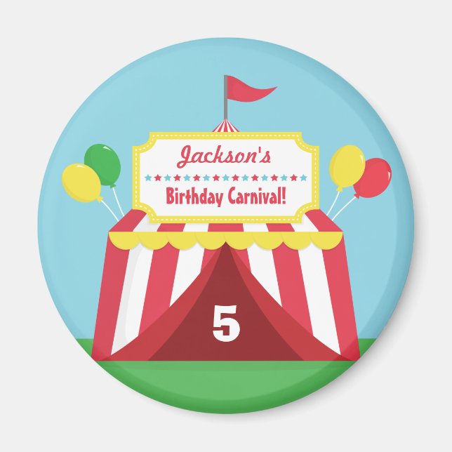 Colorful Carnival Kids Birthday Party Favors Magnet (Front)