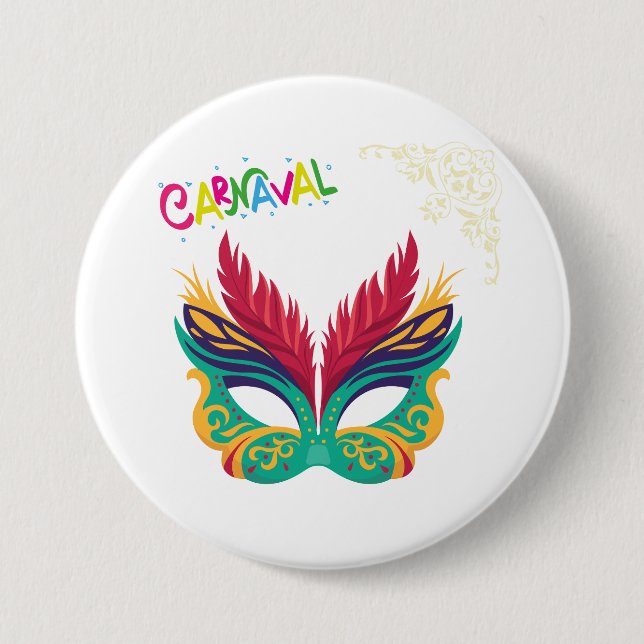 colorful carnival mask button (Front)