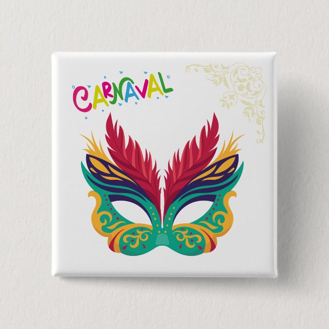 colorful carnival mask button (Front)