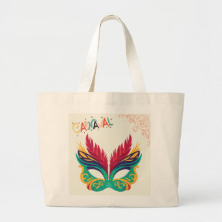 Colorful Carnival Mask – Festive Mardi Gras Design Large Tote Bag