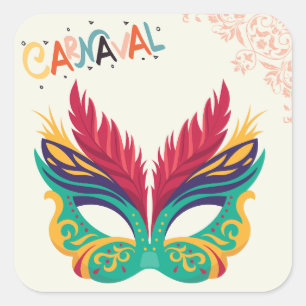 Colorful Carnival Mask – Festive Mardi Gras Design Square Sticker