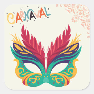 Colorful Carnival Mask – Festive Mardi Gras Design Square Sticker