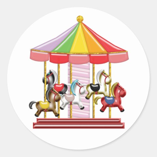 Colorful Carousel Classic Round Sticker
