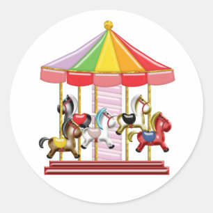 Colorful Carousel Classic Round Sticker