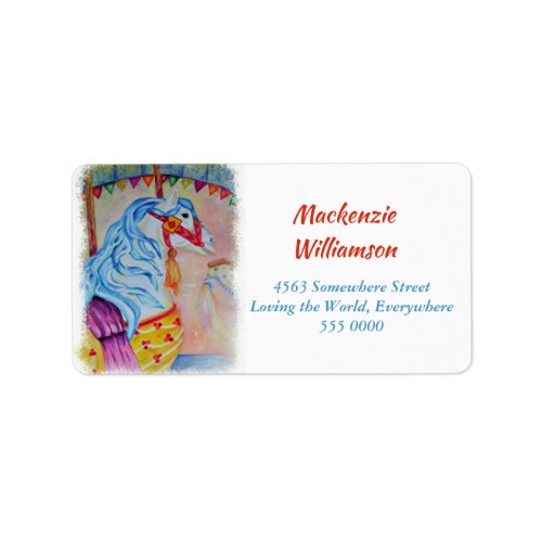 COLORFUL CAROUSEL HORSE ADDRESS LABEL