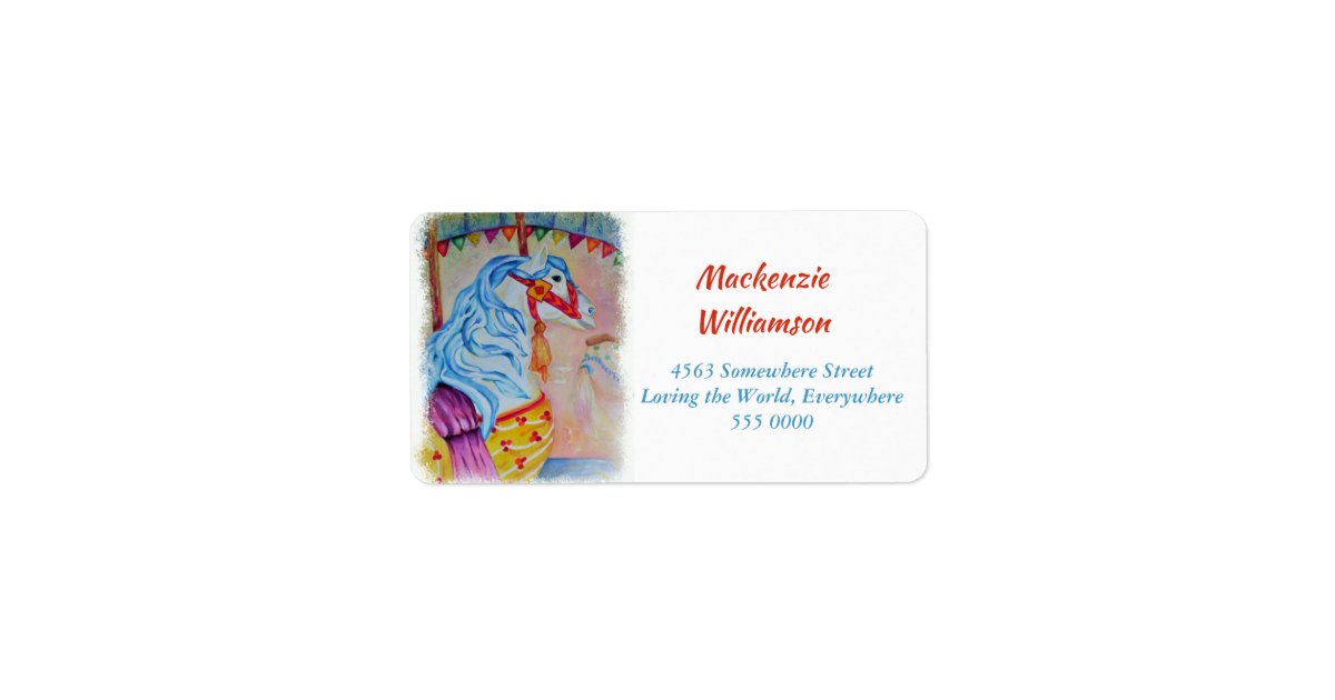 Carousel Address Labels COLORFUL CAROUSEL HORSE ADDRESS LABEL | Zazzle