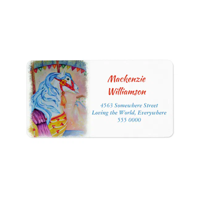 Carousel Address Labels COLORFUL CAROUSEL HORSE ADDRESS LABEL | Zazzle