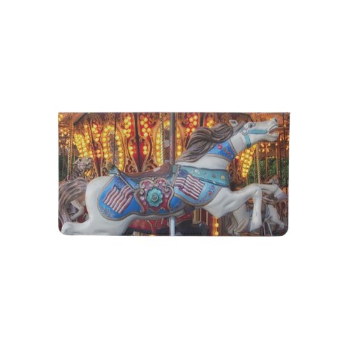 Colorful Carousel Horse and Merry Go Round Checkbook Cover