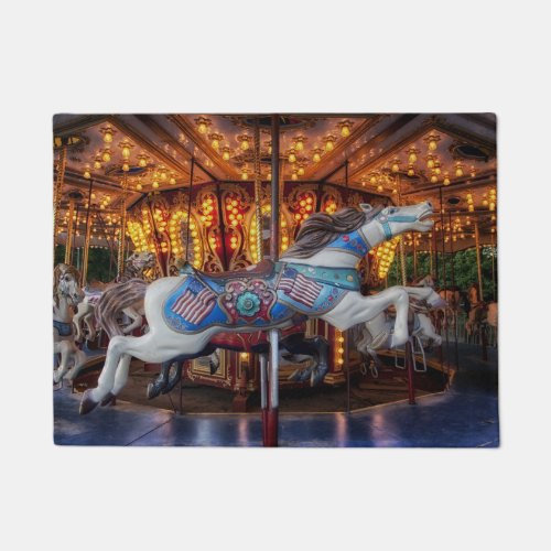 Colorful Carousel Horse and Merry Go Round Doormat