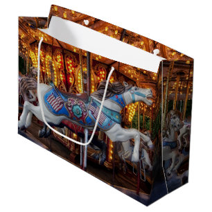Colorful Carousel Horse and Merry Go Round Large Gift Bag