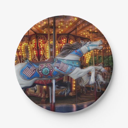 Colorful Carousel Horse and Merry Go Round Paper Plates