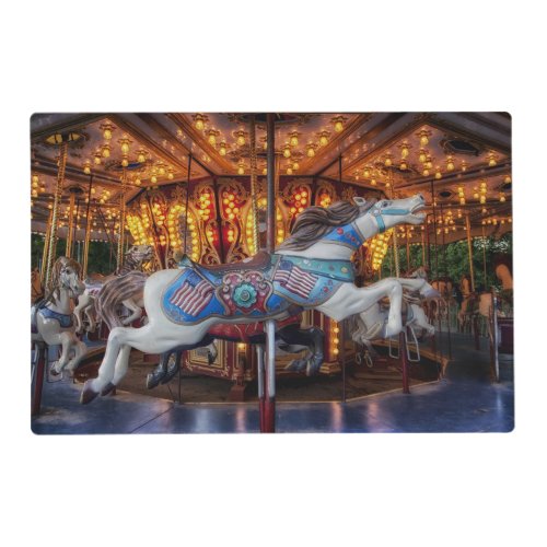 Colorful Carousel Horse and Merry Go Round Placemat