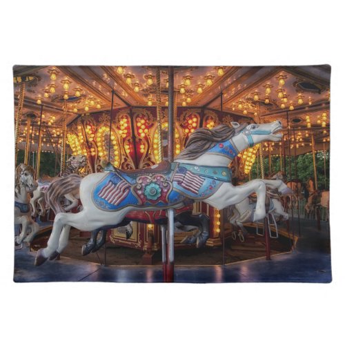 Colorful Carousel Horse and Merry Go Round Placemat