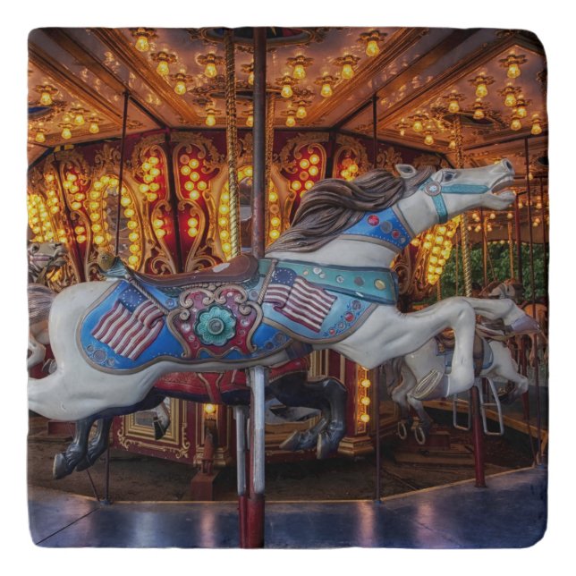 Colorful Carousel Horse and Merry Go Round Trivet (Front)
