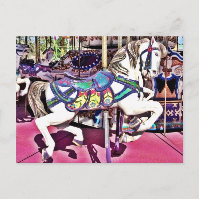 Colorful Carousel Horse at Carnival Photo Gifts Postcard (Front)