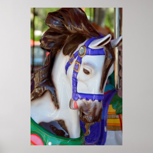 Colorful Carousel Horse Poster