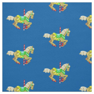 Colorful Carousel Horse Vintage Carnival Art Fabric