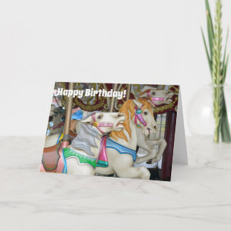 Colorful carousel horses card