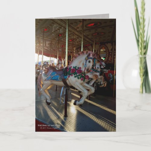 Colorful Carousel Horses  Carnival Ride Card