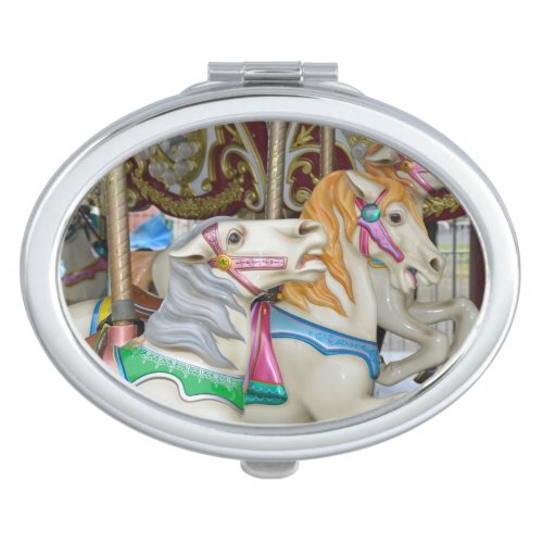 Colorful carousel horses compact mirror