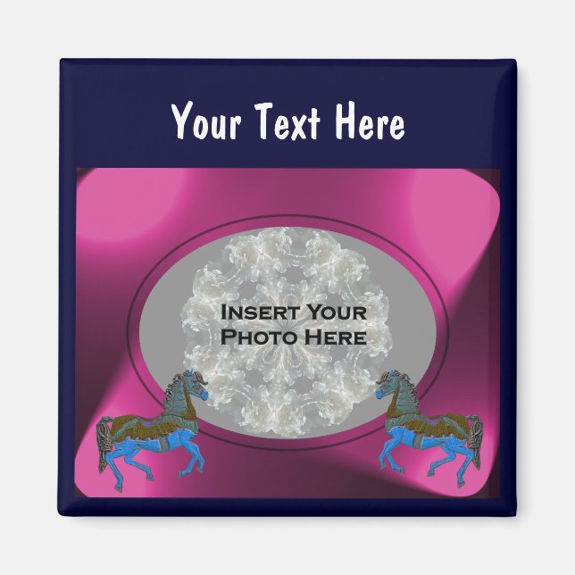 Colorful Carousel Horses Design Photo Magnet (Front)