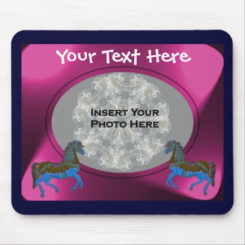 Colorful Carousel Horses Design Photo Mouse Pad