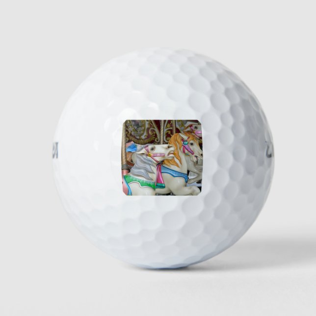 Colorful carousel horses golf balls (Front)
