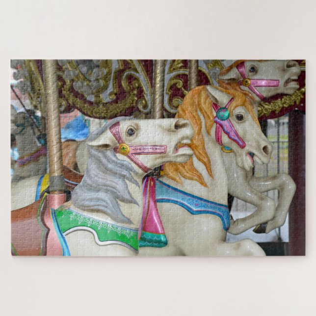 Colorful carousel horses jigsaw puzzle (Horizontal)
