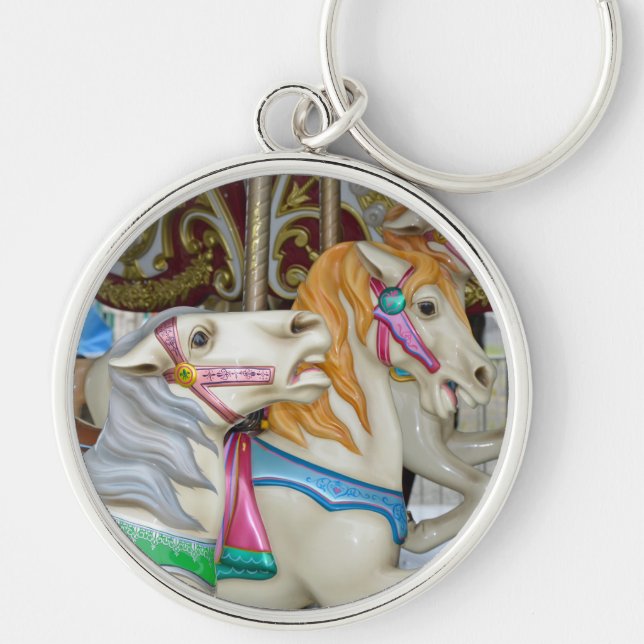 Colorful carousel horses keychain (Front)