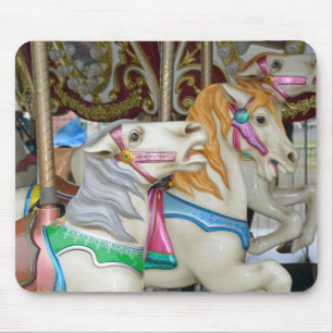 Colorful carousel horses mouse pad