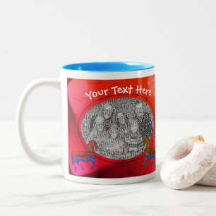 Colorful Carousel Horses Personalized Photo Two-Tone Coffee Mug
