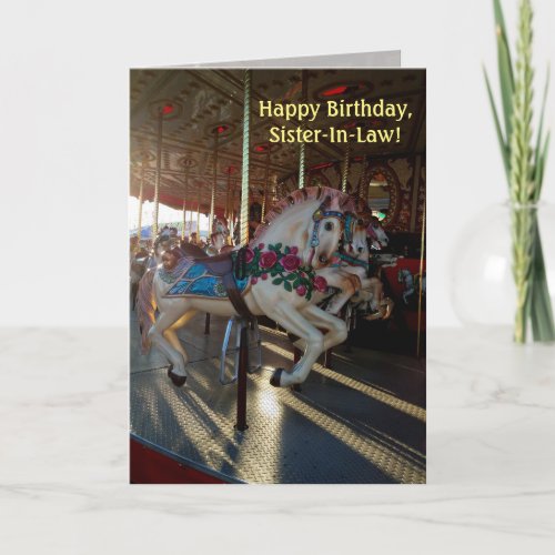 Colorful Carousel Horses  Sister_In_Law Birthday Card
