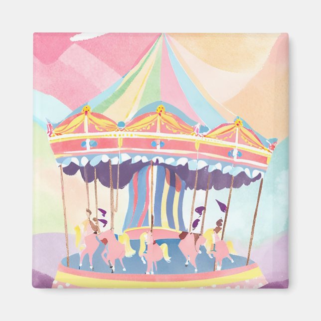 Colorful Carousel Magnet – Whimsical Merry-Go-Roun (Front)