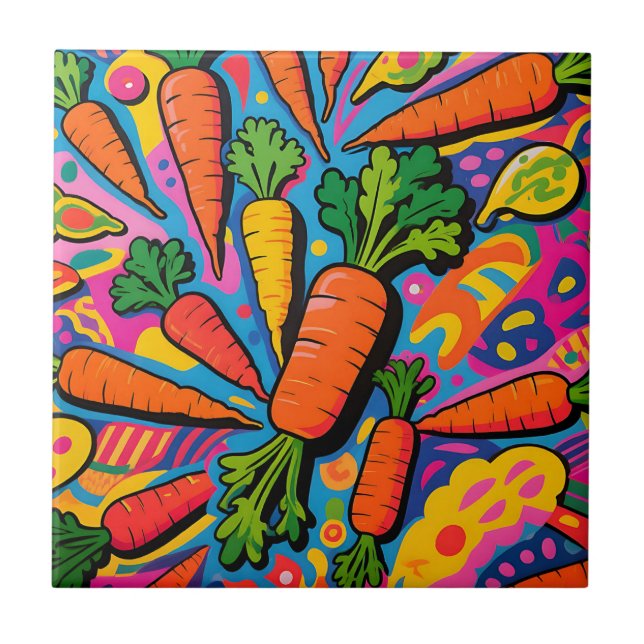 Colorful Carrot Explosion Pattern Ceramic Tile (Front)