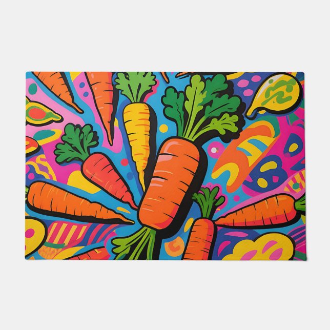 Colorful Carrot Explosion Pattern Doormat (Front)