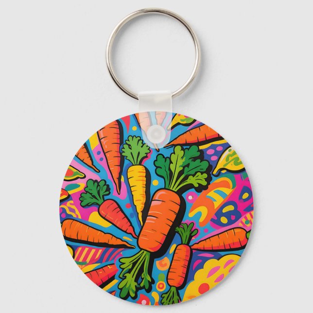 Colorful Carrot Explosion Pattern Keychain (Front)