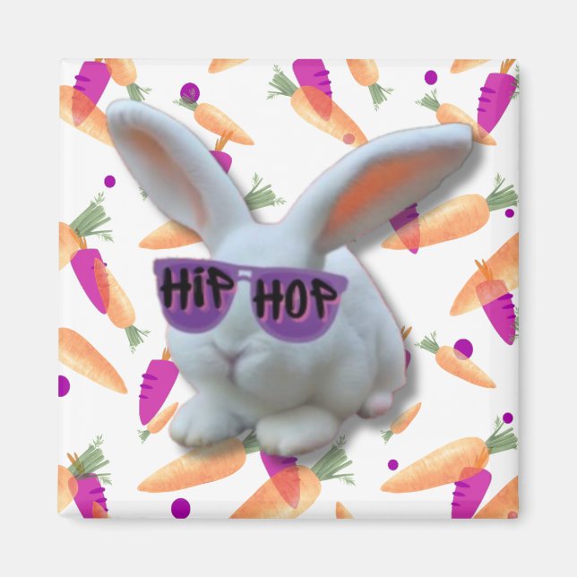 Colorful Carrots and Whimsical Bunny  Magnet (Front)