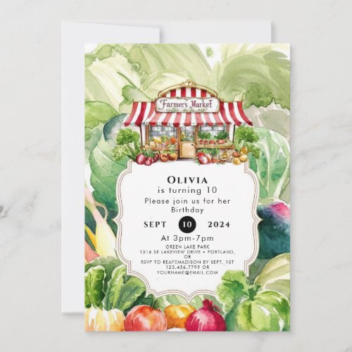 Colorful Carrots Farmers Market Birthday Invitation