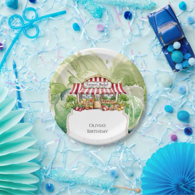 Colorful Carrots Farmers Market Birthday Paper Plates (Party)