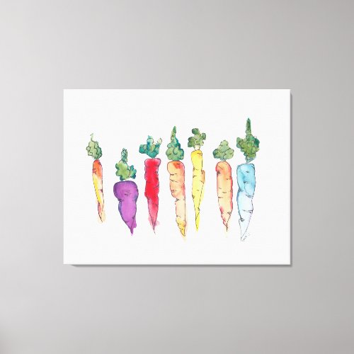 Colorful Carrots Watercolor  Canvas Print
