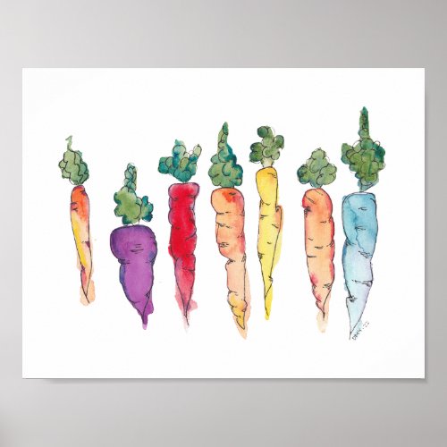 Colorful Carrots Watercolor Poster